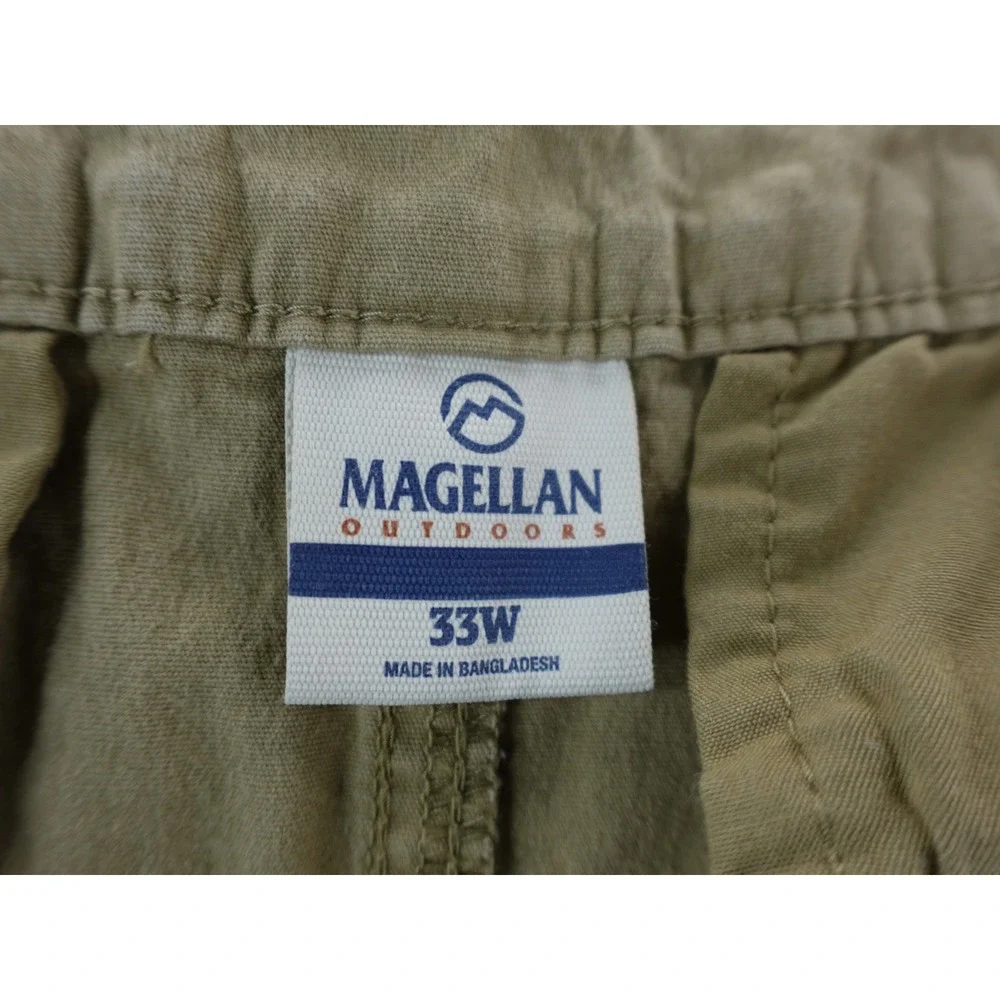 Magellan Outdoors Mens Khaki Chino‎ Shorts Size 33W Flat Front Casual